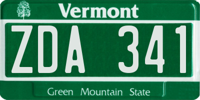VT license plate ZDA341