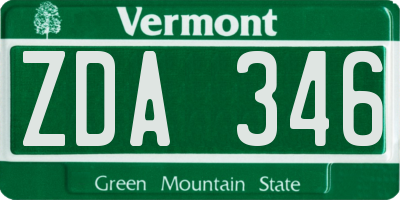 VT license plate ZDA346