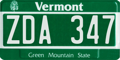VT license plate ZDA347