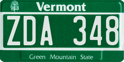 VT license plate ZDA348
