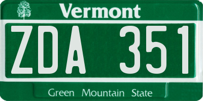 VT license plate ZDA351