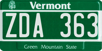 VT license plate ZDA363