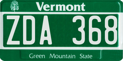 VT license plate ZDA368