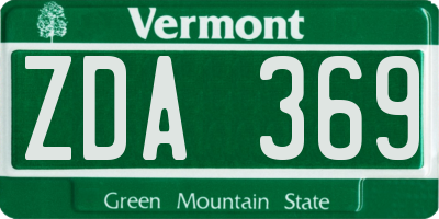 VT license plate ZDA369