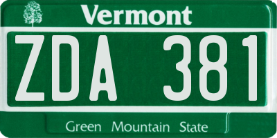 VT license plate ZDA381