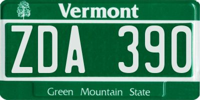 VT license plate ZDA390