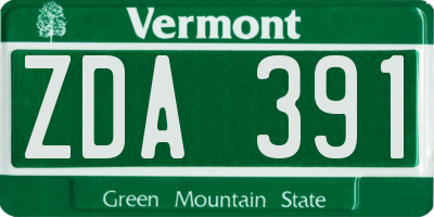 VT license plate ZDA391
