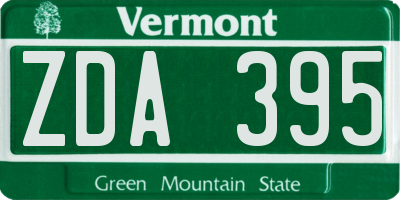 VT license plate ZDA395