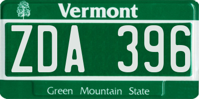 VT license plate ZDA396