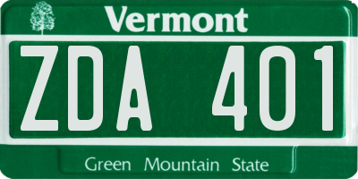 VT license plate ZDA401