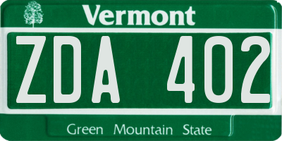 VT license plate ZDA402