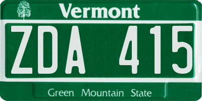 VT license plate ZDA415
