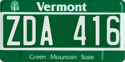 VT license plate ZDA416