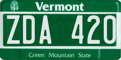 VT license plate ZDA420