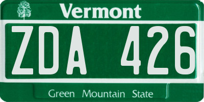 VT license plate ZDA426