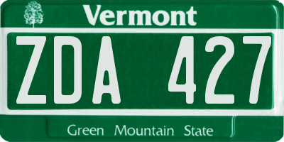 VT license plate ZDA427