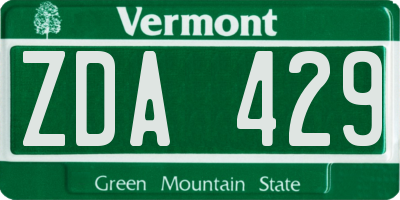VT license plate ZDA429