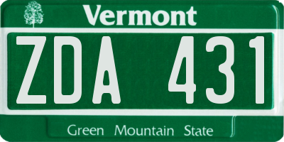 VT license plate ZDA431