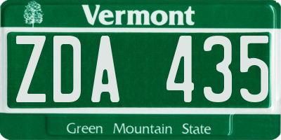 VT license plate ZDA435