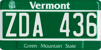 VT license plate ZDA436
