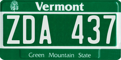 VT license plate ZDA437