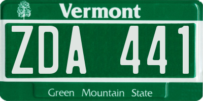 VT license plate ZDA441