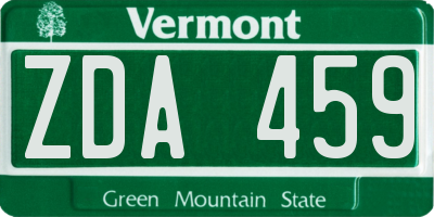 VT license plate ZDA459