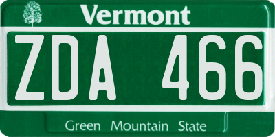 VT license plate ZDA466