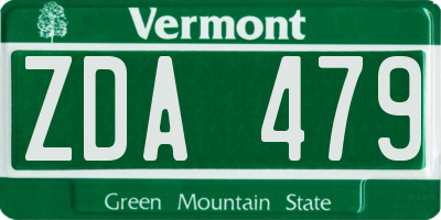 VT license plate ZDA479