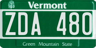 VT license plate ZDA480