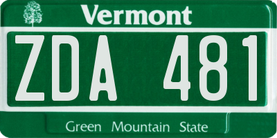 VT license plate ZDA481
