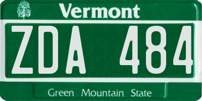 VT license plate ZDA484