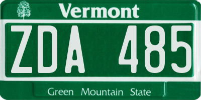 VT license plate ZDA485