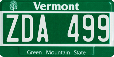 VT license plate ZDA499