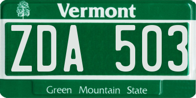 VT license plate ZDA503