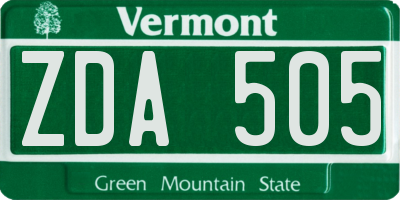 VT license plate ZDA505