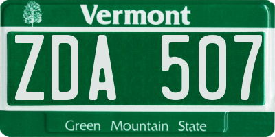 VT license plate ZDA507