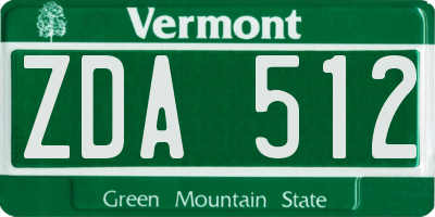 VT license plate ZDA512