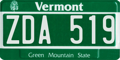 VT license plate ZDA519
