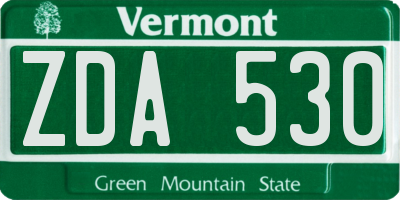 VT license plate ZDA530