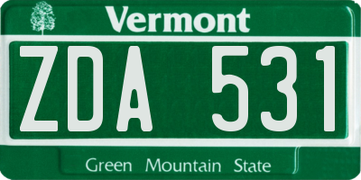 VT license plate ZDA531