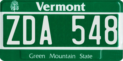 VT license plate ZDA548