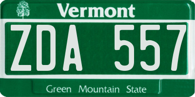 VT license plate ZDA557