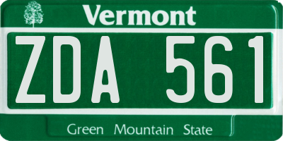 VT license plate ZDA561