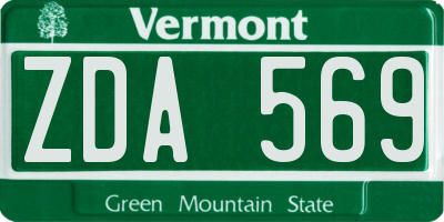 VT license plate ZDA569