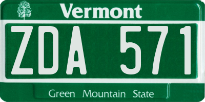 VT license plate ZDA571