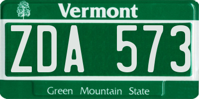 VT license plate ZDA573