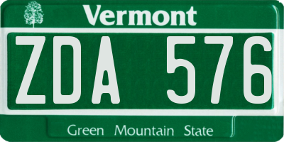 VT license plate ZDA576