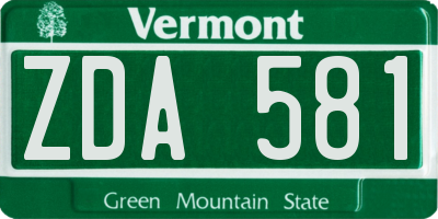 VT license plate ZDA581