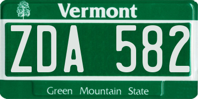 VT license plate ZDA582